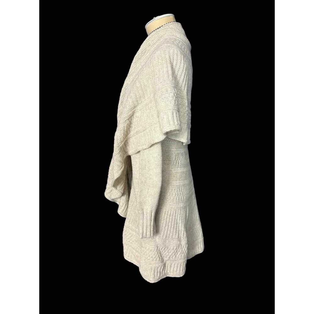 Rani Arabella Cashmere Marino Wool Beige Open Front Cardigan Size Large